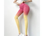 Sport Legging High Waist Super Stretchy Contrast Color Women Yoga Workout Pants for Fitness-Yellow