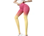 Sport Legging High Waist Super Stretchy Contrast Color Women Yoga Workout Pants for Fitness-Yellow