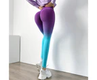 Sport Legging High Waist Super Stretchy Contrast Color Women Yoga Workout Pants for Fitness-Sky Blue