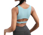 Fitness Bra High Impact Skin-friendly Spandex Universal Women Workout Underwear Vest for Sporting-Blue