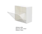 Wall Mounted Storage Box Clamshell Design Plastic Cotton Swab Storage Holder for Office-White