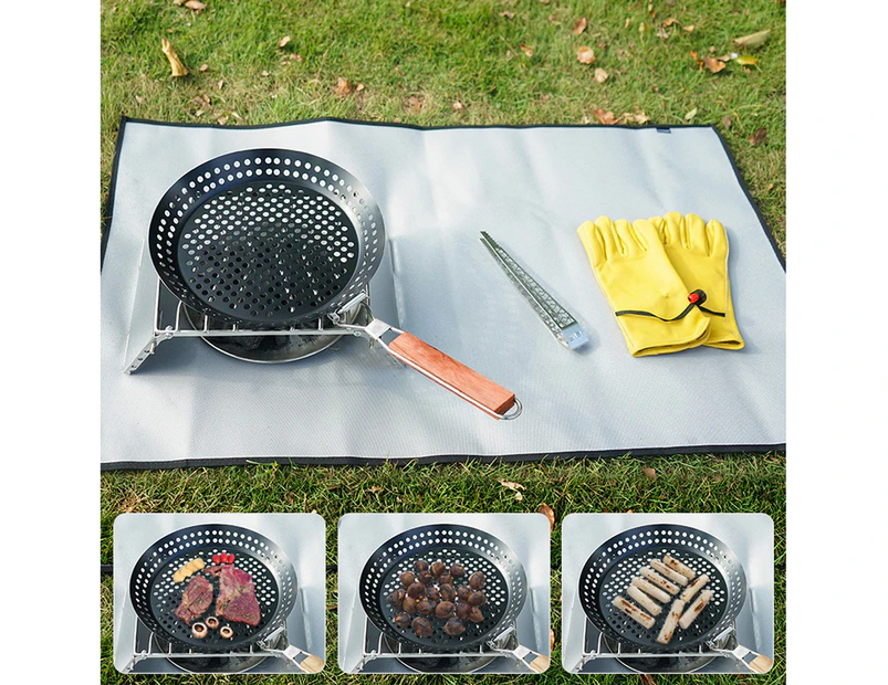 Frying Pan Portable Baking Outdoor Camping Grill Tray Barbecues