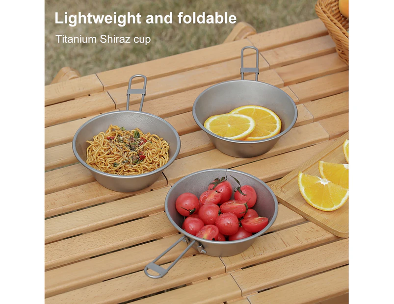Foldable Camping Cup Hollow Handle Ultralight Titanium Corrosion Resistant Camping Folding Bowl for Picnic