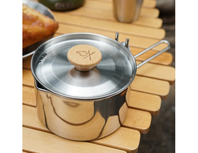 1L Corrosion-resistant Camping Kettle Anti-scratch Stainless Steel Bushcraft Gear Portable Tea Kettle for Household