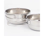 2Pcs/Set 500ml/650ml Camping Folding Bowl Stackable Anti Rust Stainless Steel Camping Bowl With Handle for Outdoor