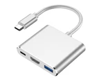 Converter Cable High-speed Transmission High Resolution Plug Play USB3.1 Type-C to USB3.0 HDMI-compatible Type-C High Clarity Adapter Cord-Silver