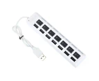 7/4 Ports USB 2.0 Adapter Hub Splitter Power ON/OFF Switch For PC Laptop PC-White