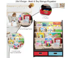 Giantex 5-tier Kids Bookshelf Wooden Bookcase Toys Storage Organiser Display Shelves w/4 Sling Bookshelf & 2 Boxes, Espresso