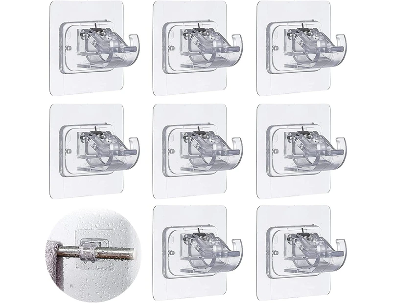 8 PCS Self Adhesive Curtain Rod Bracket Drapery Hook Holders