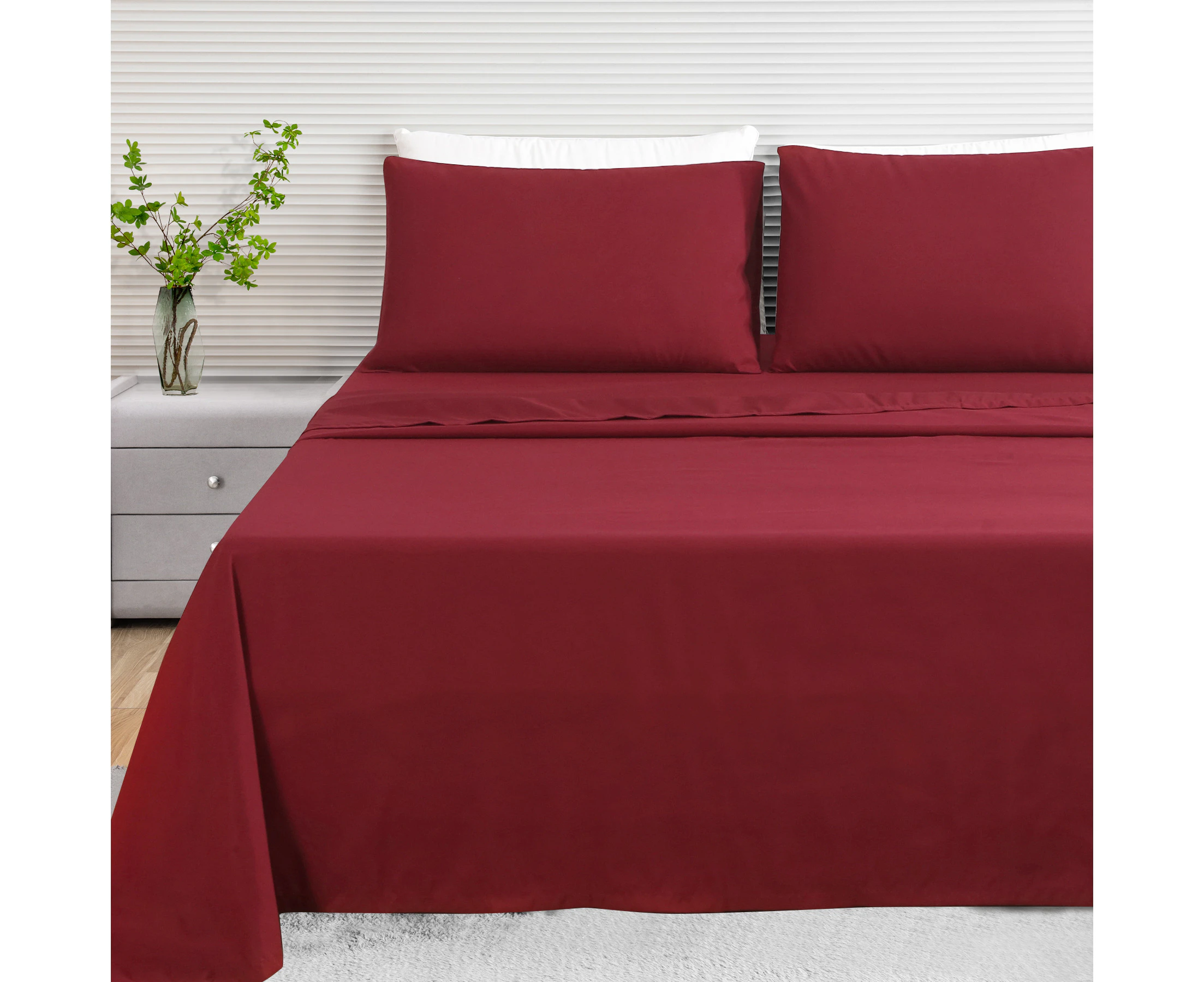 LINENOVA 1200TC Ultra-Soft & Breathable Microfibre Bed Sheet Set - Burgundy