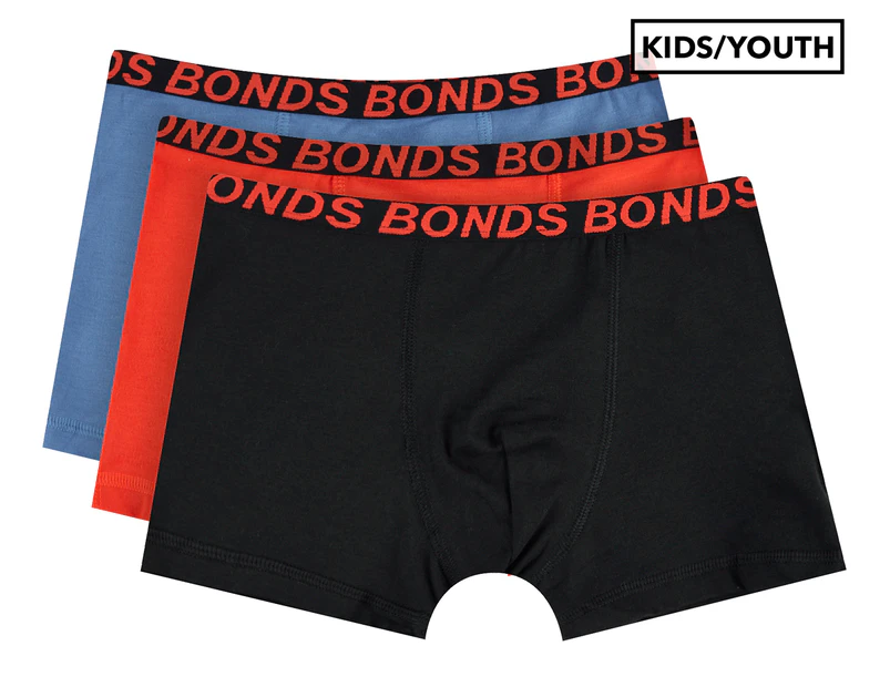 Bonds Boys' Sport Trunks 3-Pack - Black/Blue/Orange