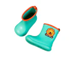 1 Pair Baby Rain Shoes Cute Animal Pattern Anti-skid Tasteless Toddlers Cartoon Rain Boots for Outdoor Activities-Cyan 15cm