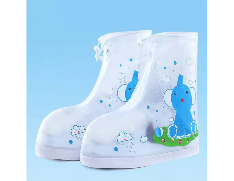 1 Pair Slip-proof Rainshoes Waterproof Cartoon Elephant Jellyfish Kids Rain Shoes for Outdoor-Baby Elephant M
