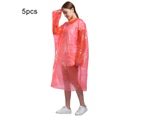 5Pcs Unisex Disposable Waterproof Hooded Outdoor Hiking Riding Raincoat Poncho-Red
