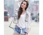 Adult Transparent Thicken Hooded Long Sleeve Waterproof Raincoat Poncho Rainwear-Black  M