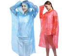 5Pcs Unisex Disposable Waterproof Hooded Outdoor Hiking Riding Raincoat Poncho-Red