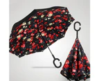Lady Double Layer Anti-UV Windproof C-Shaped Handle Inverted Upstanding Umbrella-2#