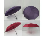 Fully Automatic Open Strong Frame Triple Folding Large Windproof Rain Umbrella-Black