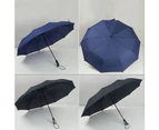 Fully Automatic Open Strong Frame Triple Folding Large Windproof Rain Umbrella-Navy
