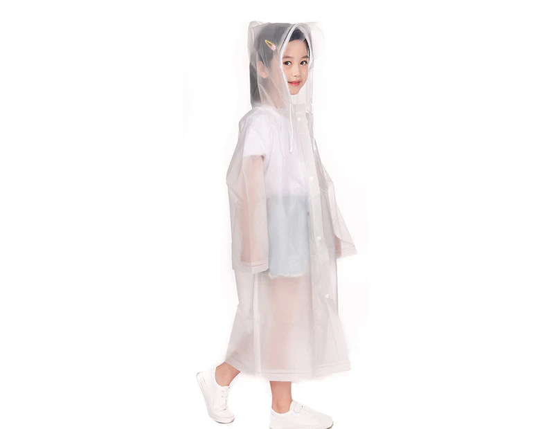 Kids Raincoat Waterproof Environmental EVA Hooded Kids Rainwear Clothes for Outdoor-White