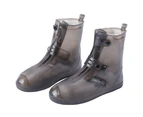 Protective Anti-Slip Waterproof Thick Buttons Rain Boot Cover High-Top Overshoes-Tawny 38-39