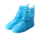 Protective Anti-Slip Waterproof Thick Buttons Rain Boot Cover High-Top Overshoes-Blue 30-31