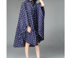 Stylish Hooded Women Raincoat Outdoor Long Poncho Waterproof Rain Coat Rainwear-Dark Blue Yellow Dots