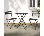 Gardeon 3PC Outdoor Bistro Set Steel Table and Chairs Patio Furniture Black