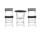 Gardeon 3PC Outdoor Bistro Set Steel Table and Chairs Patio Furniture Black