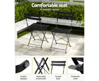 Gardeon 3PC Outdoor Bistro Set Steel Table and Chairs Patio Furniture Black