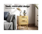 Artiss Rattan Bedside Table 2 Drawers Wood - RIE Oak