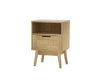 Artiss Rattan Bedside Table 1 Drawer with Shelf - REI Oak