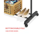 Clothes Garment Coat Rack Hanger Stand Shoes Storage Metal Rolling Rail Display Airer
