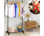 Clothes Garment Coat Rack Hanger Stand Shoes Storage Metal Rolling Rail Display Airer
