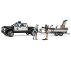 Bruder 1:16 RAM 2500 Police Pickup w/ Trailer, Boat & Policeman Toy