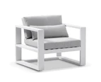 Outdoor Santorini 1 Seater Outdoor Aluminium Arm Chair - Outdoor Aluminium Lounges - White with Textured Grey