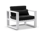 Outdoor Santorini 1 Seater Outdoor Aluminium Arm Chair - Outdoor Aluminium Lounges - White with Denim Grey