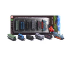 6 in 1 Diecast Steam Train Locomotive Carriage Pull Back Model Education Toy-Blue