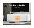 Artiss Entertainment Unit TV Cabinet LED 130cm White Angus