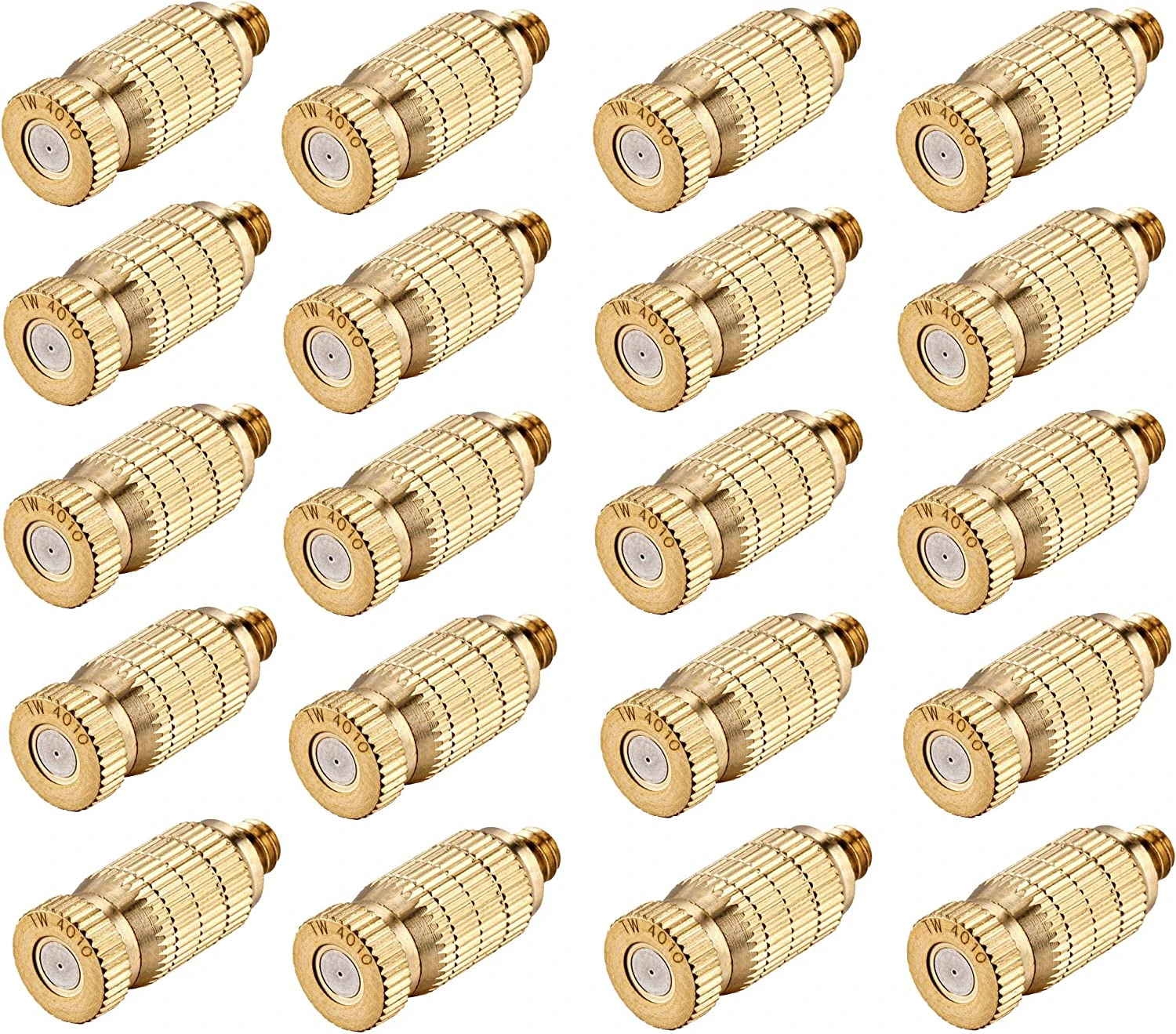 ACBungji Brass Misting Nozzles, 20 PCS Misting System Nozzles for Outdoor Cooling System, Water Mister Nozzle Replacement Heads(High Pressure Set)