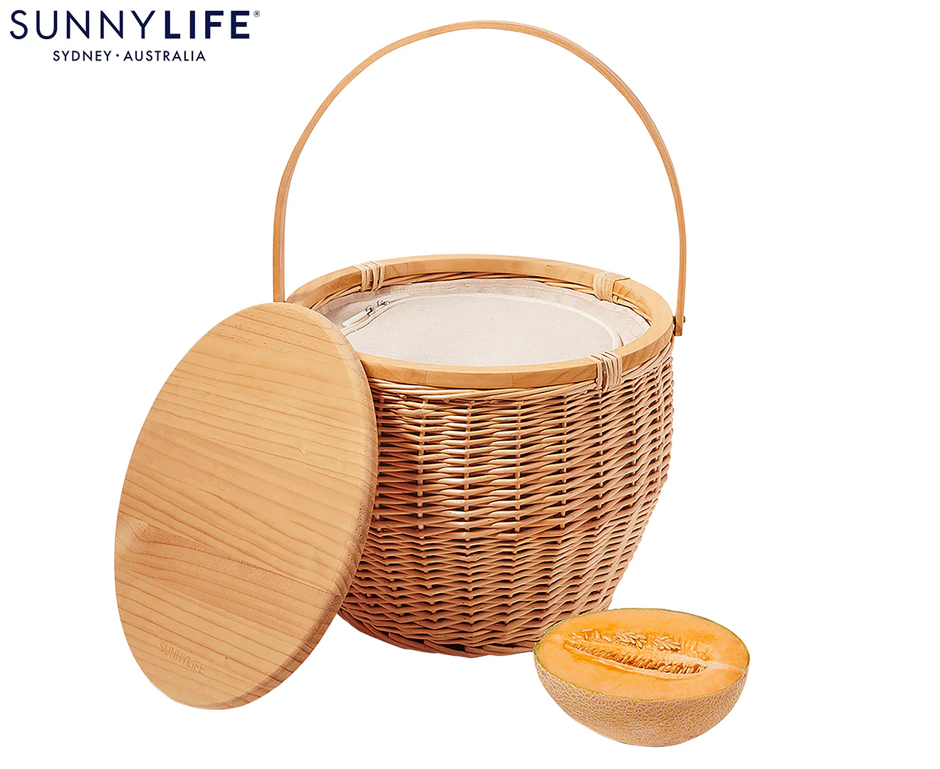 Sunnylife 38cm Round Picnic Cooler Basket - Beige