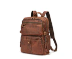 Men Crazy Horse Leather Retro Large Travel University College School Bag Designer Male Backpack Daypack Student Laptop Bag 2086 - 1739 brown