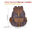 Genuine Leather Canvas Travel University College School Bag Designer Rucksack Backpack Daypack For Men Student Laptop Bag 9950 - Canvas-coffee