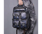Men Original Real Leather Fashion Blue Travel College School Book Bag Designer Male Backpack Daypack Student Laptop Bag 1170 - Canvas-khaki