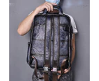 Men Original Real Leather Fashion Blue Travel College School Book Bag Designer Male Backpack Daypack Student Laptop Bag 1170 - Canvas-khaki