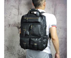 Men Original Leather Fashion Travel University College School Bag Designer Male Black Backpack Daypack Student Laptop Bag 1170-b - Black