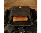 Men Original Leather Fashion Travel University College School Book Bag Designer Male Backpack Daypack Student Laptop Bag 9950 - Wine