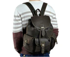 Men Original Leather Fashion Travel University College School Book Bag Designer Male Backpack Daypack Student Laptop Bag 9950 - Canvas-khaki