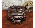 Men Genuine Leather Fashion Travel University College School Bag Designer Male Coffee Backpack Daypack Student Laptop Bag 1170-c - Dark coffee