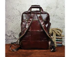 Men Genuine Leather Fashion Travel University College School Bag Designer Male Coffee Backpack Daypack Student Laptop Bag 1170-c - Canvas-khaki